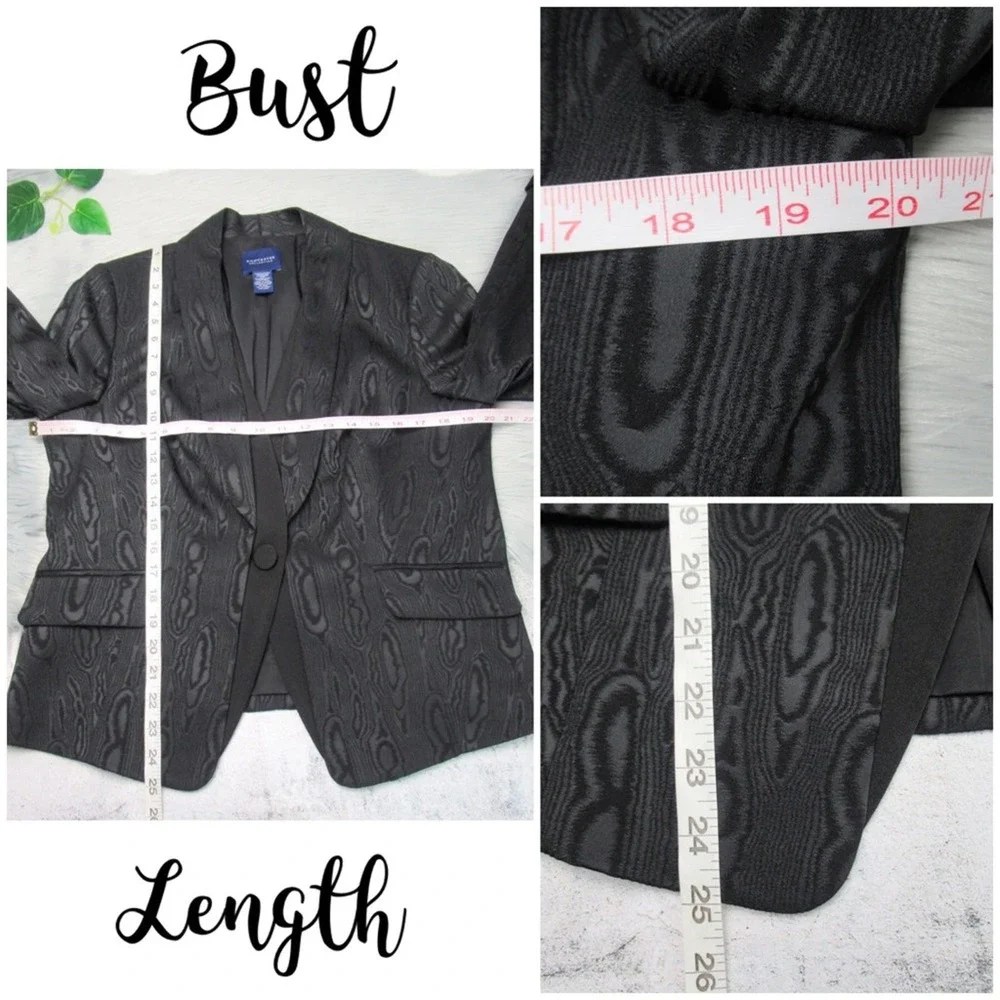 DONCASTER Black Wood Grain Pattern Fitted Jacket Blazer Women’s Size 16P